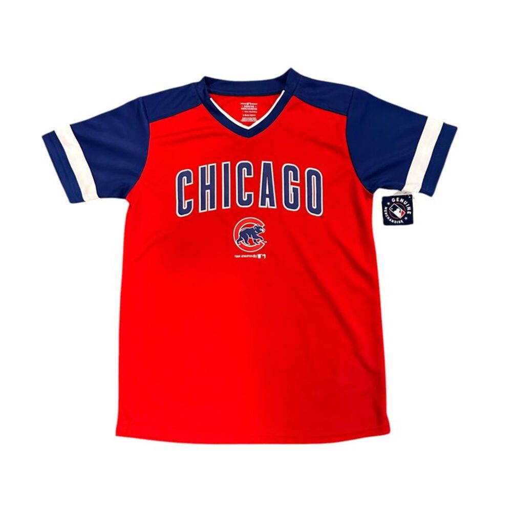 MLB Chicago Cubs Boys Youth Short Sleeve Jersey Shirt in Red, Large (12/14)